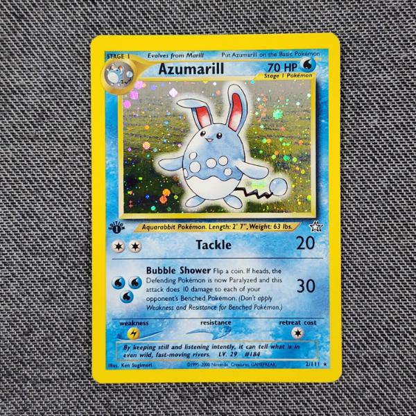 1ST EDITION Azumarill 2/111 Holo Rare Neo Genesis Vintage Pokemon Trading Card