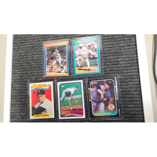 (5) Assorted Year/Card Type Roger Clemens Red Sox Baseball Cards