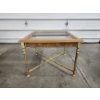 Image 1 : Beautiful Wood Frame Metal Base Glass Top End Table - 28" x 28" x 21"