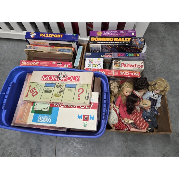 Large Collection Of Vintage Board Games & Dolls -No Shipping Available