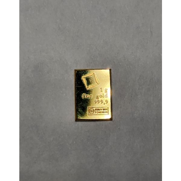 1 Gram Valcambi Suisse 999.9 Fine Gold Bar