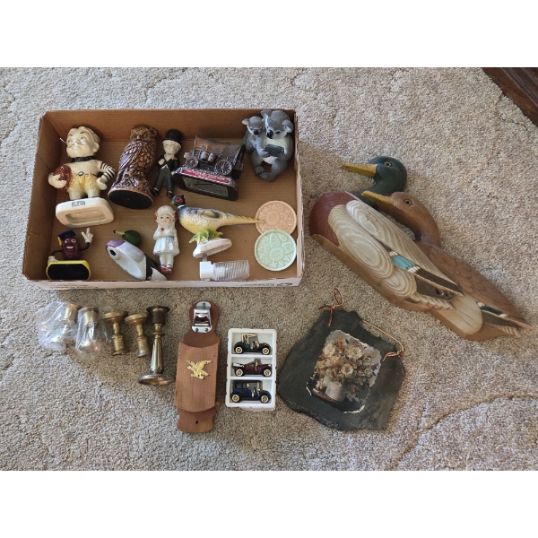 PICKUP IN CANTON - Duck Wall Hanging, Wood Bottle Opener, Vintage Bank, Slate Wall Hanging, Brass Ca