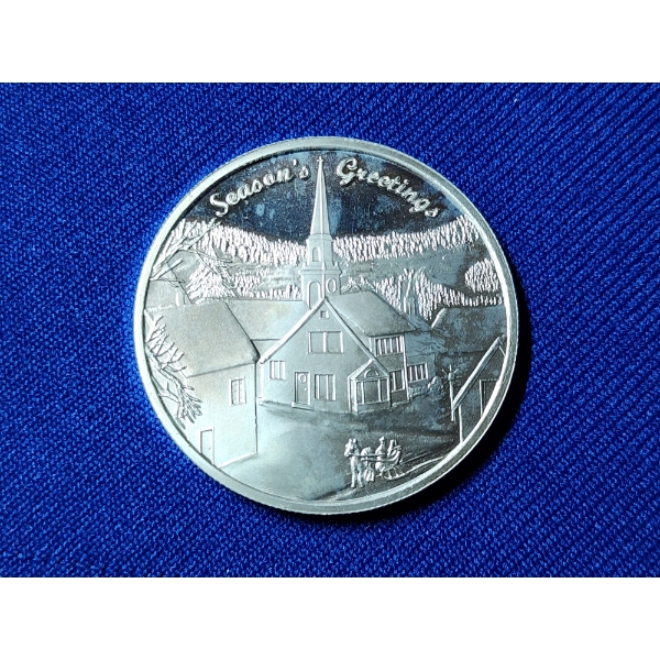 "Season's Greetings" 2002 Silver Round - 1 Troy oz .999 Fine Silver