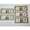 Image 1 : Lot of FIVE U.S. 1935-A Blue Seal Silver Certificates