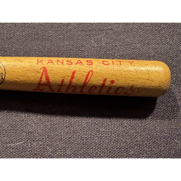 Rare Mini Kansas City Athletics Louisville Slugger Logo Advertising Bat - Mint Condition
