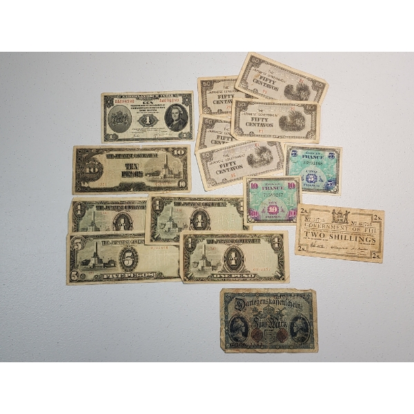 Lot of Assorted World Foreign Paper Money: Japanese, France, & More!