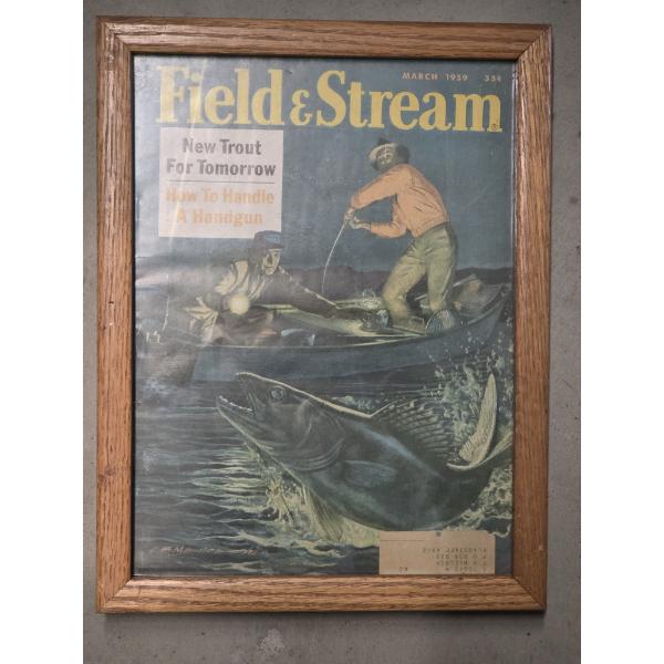 Wood Framed March 1959 Field & Stream Magazine In Excellent Condition! 9.5'' x 12.5''