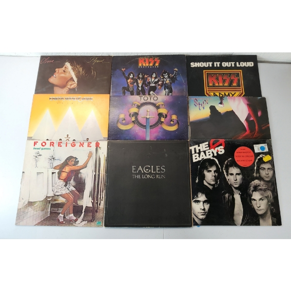 Lot of Assorted Vintage Records Including Kiss, Toto, Styx, Foreigner, & More - See Photos! 
