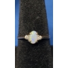 Image 1 : 14K Gold Opal Ring With Diamonds - Size: 5 - Weight: 1.4g