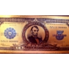 Image 3 : Pure 24k .999 Gold Foil United States 1923 $5 ABE LINCOLN "PORTHOLE" Large Note in Pure GOLD