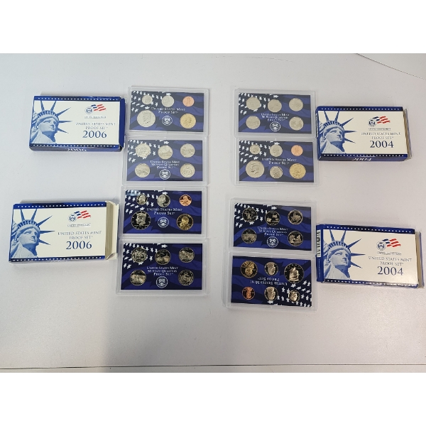 4 - U.S. Proof Sets 50 State Quarters: 2006, 2006, 2004, 2004 In Original Packaging w/ CoA