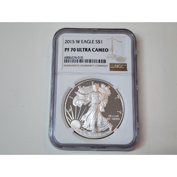 NGC PF 70 ULTRA CAMEO 2015-W American Silver Eagle - 1 oz .999 Fine Silver 
