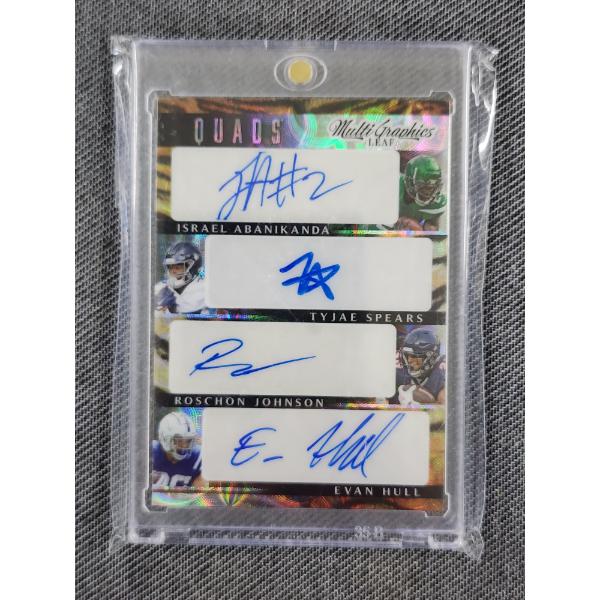 2023 Leaf 1 OF 1 MQ-1 Quads - Four Player Signed Trading Cards Ft. Tyjae Spears, Evan Hull & More!