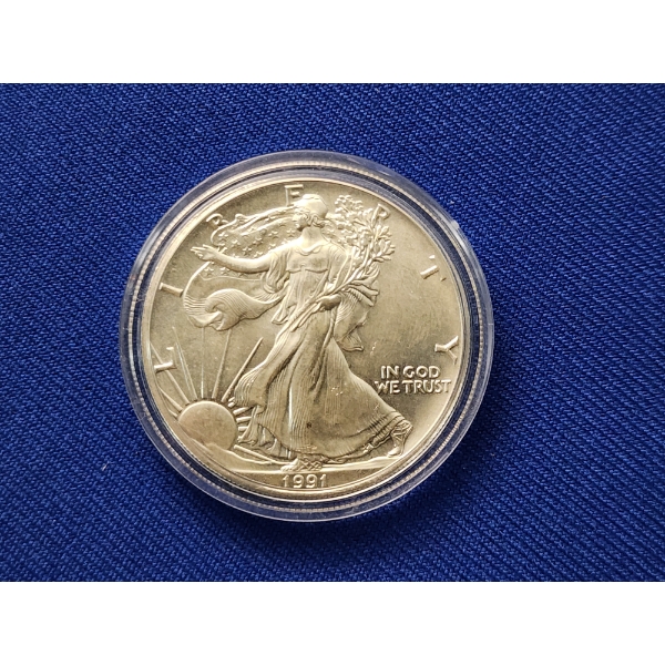 1991 American Silver Eagle 1 oz .999 Fine Silver 