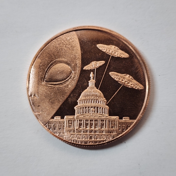 Alien UFO U.S. Capitol Building 1 AVDP Ounce .999 Fine Copper Round