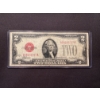 Image 1 : 1928 United States Jefferson Red Seal Funny Back $2.00 Bill In Protective Holder