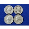 Image 1 : x4 Assorted Years U.S. 90% Silver Washington Quarters FV: $1.00