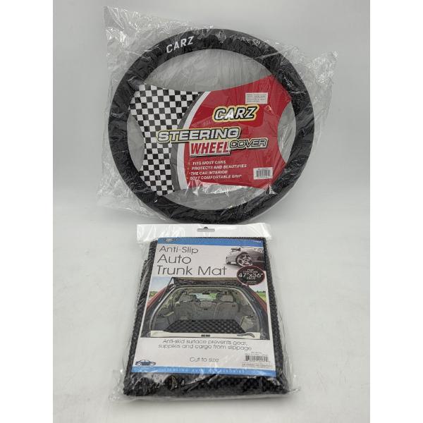 New Universal Steering Wheel Cover & Cut To Fit Anti Slip Trunk Mat