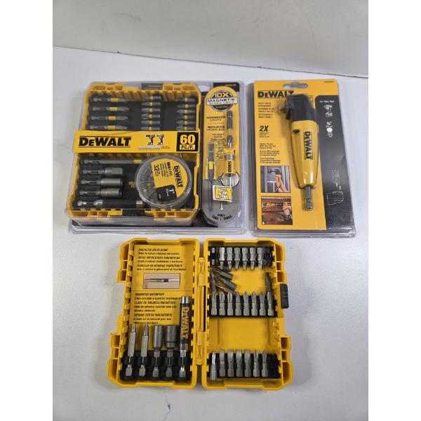 All New- DeWalt Bit Sets, And Right Angle Attachment