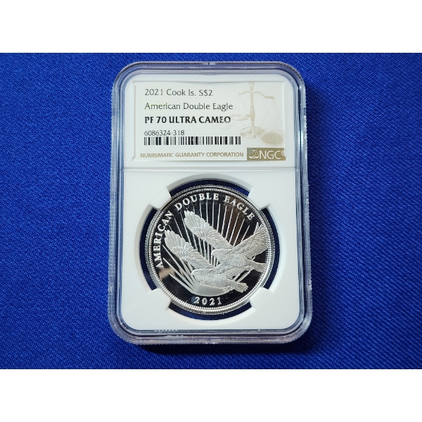 2021 Cook Islands $2 American Double Eagle 1/2oz Silver NGC PF70 Ultra Cameo