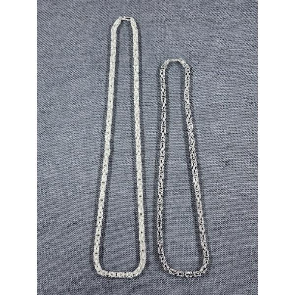 Two Larger Sterling Silver Necklaces Weighing A Total Of 71.6 Grams
