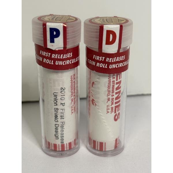 2010 P and D First Releases Union Shield Design Pennies in Sealed Plastic Containers, FV $1