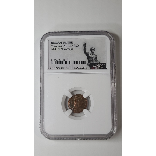 NGC Roman Empire Constans, AD 337-350 AE4 (BI Nummus) Ancient Roman Bronze Coin