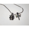 Image 2 : Sterling Silver Chain 23in Necklace w/ Extender and Spider and Dragonfly Pendants TW: 13.8g