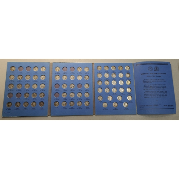 Assorted Years 90% Silver Mercury Head Dimes In Whitman Coin Collection Book - Face Value: $6.80