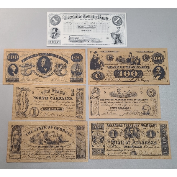 Lot Of Civil War-Era Reproduction Banknotes, State Currency & More