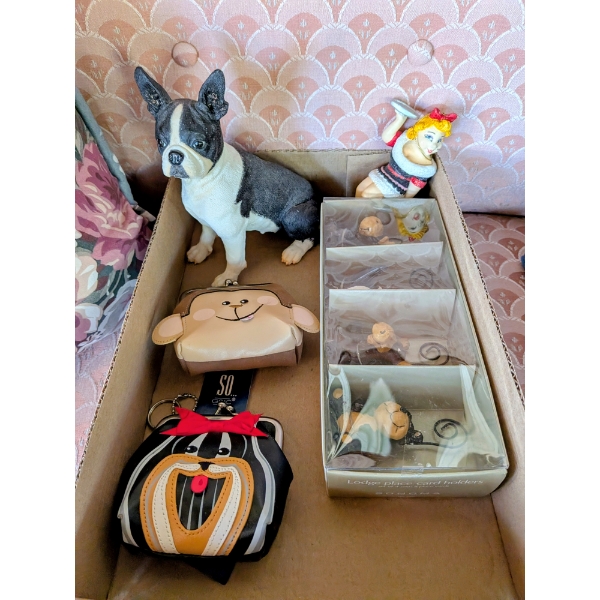 Boston Terrier Statue, New Placecard Holders, Ornament, & 2 New Coin Holders