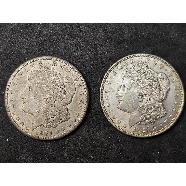 (2) Morgan Silver Dollars - 1921-S & 1921