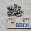 Image 2 : EXQUISITE!!! Vintage Taxco Mexico 925 Sterling Silver Turquoise Tulip Floral Brooch 2.25" (11.9g)