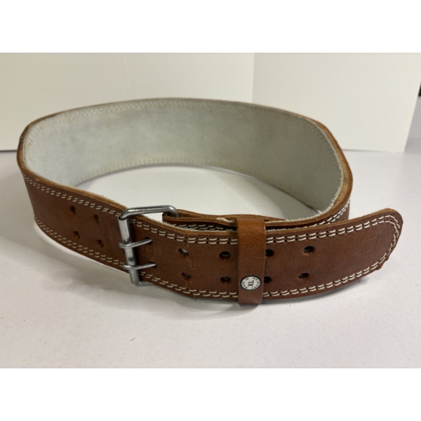 Leather Everlast Weight Belt - Double Prong metal Buckle - for Lumbar and Core Support 