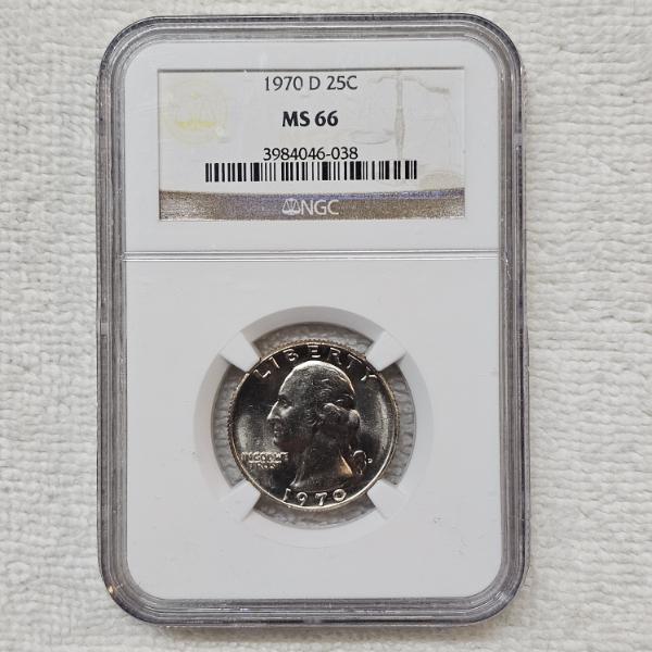 1970-D Washington Quarter professionally certified by the NGC in a grade of MS 66