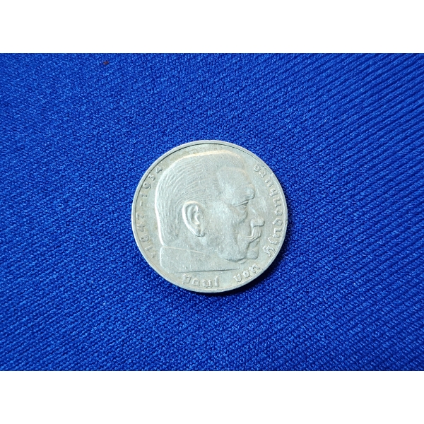 1937 German 2 Reichsmark Silver Coin ASW: 0.1608 oz / 0.6250 Fineness