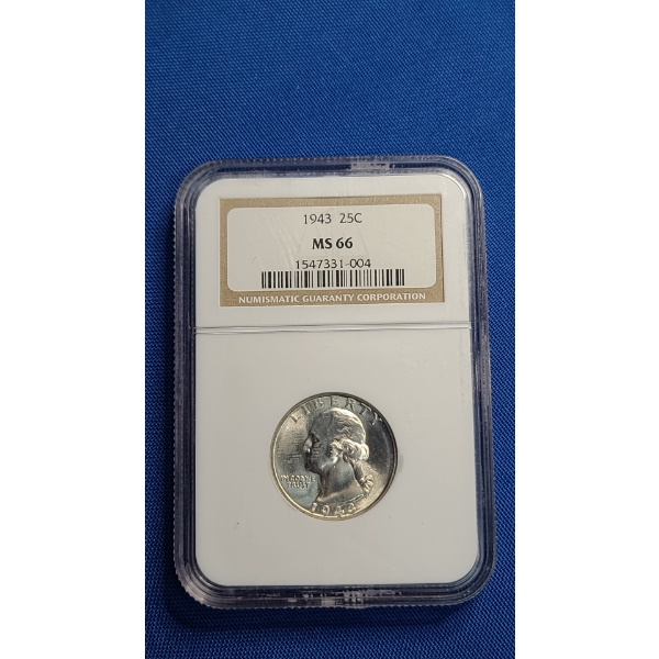 NGC 1943 MS 66 90% Silver Washington Quarter