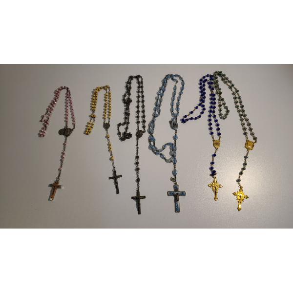 Lot Of (6) Rosaries Brown Colored Rosary Has .925 Sterling Pieces 