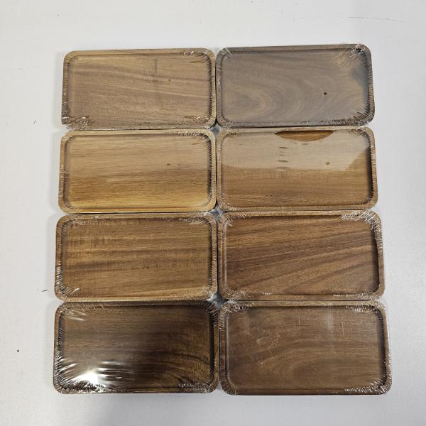 Set of Eight Rectangular Wooden Serving Trays