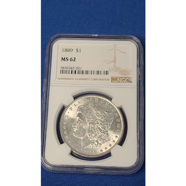 NGC 1889 MS 62 Silver Morgan Dollar