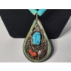 Image 2 : Silver-Plated Vintage Native American Style Turquoise Statement Necklace