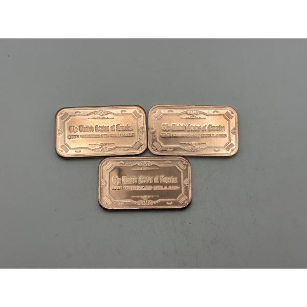 Three $1000 22nd & 24th President Grover Cleveland Commemorative 1 AVDP oz .999 Fine Copper Bars