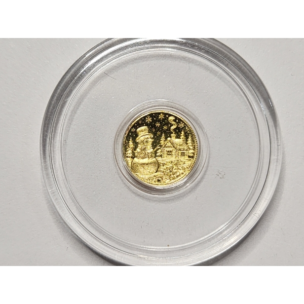 1/200TH Troy Oz .9999 Fine Gold 2025 Snowman Round