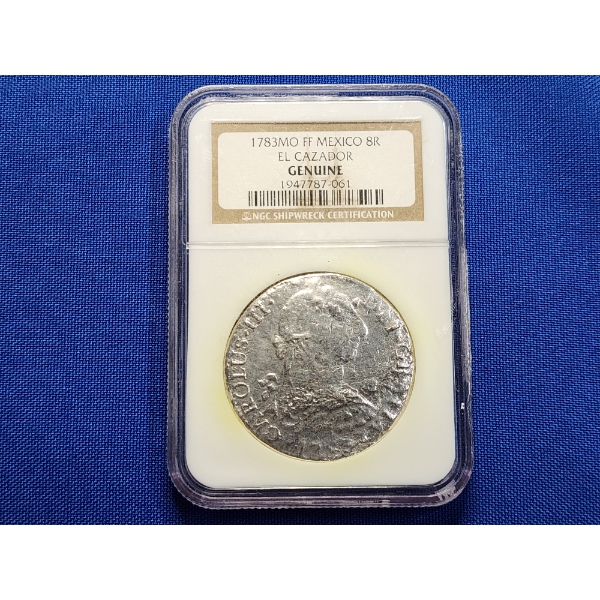 1783 MO FF Mexico 8R El Cazador Shipwreck Silver Coin - NGC Certified ASW: 0.7858 oz