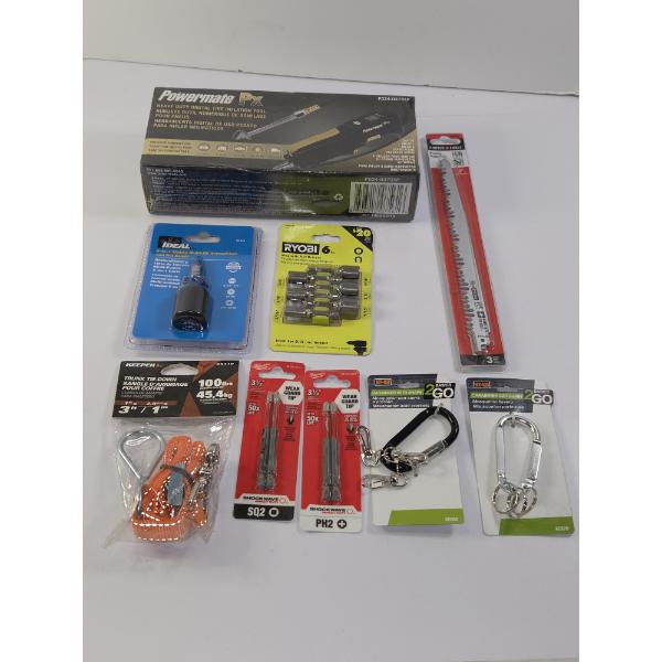 All Brand New- Powermate Tire Inflation Tool, PorterCable Blades, Milwaukee Bits, Keychains & More!