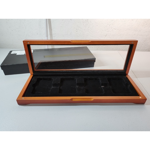 Wooden Glass-Top Coin Display/Storage Box - Holds 4 Standard Slabs