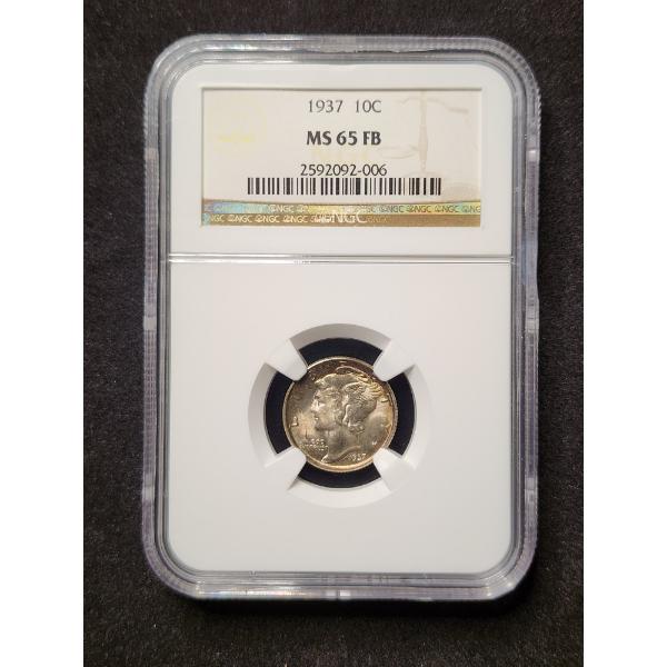 Incredible 1937 Mercury Dime With FULL BANDS Graded by NGC MS65 FB - Nice Coin for Any Collector!