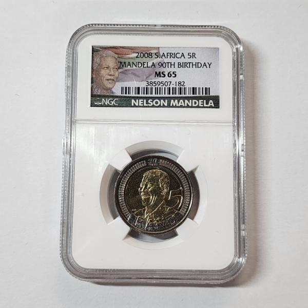 NGC MS 65 2008 S. Africa 5 Rand - Mandela 90th Birthday 