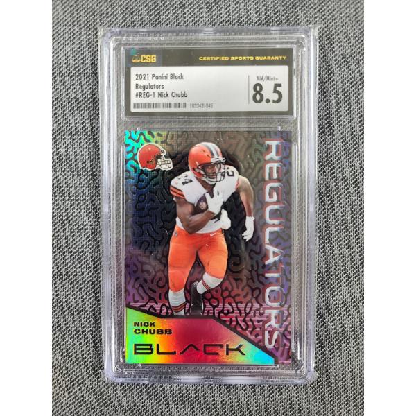 CSG 8.5 NM/Mint 2021 Panini Black Regulators #REG-1 Nick Chubb