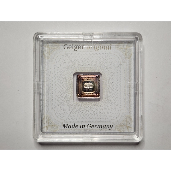 1 Gram .999 Fine Geiger Silver Bar With Nice Toning In Original Case With Certificate